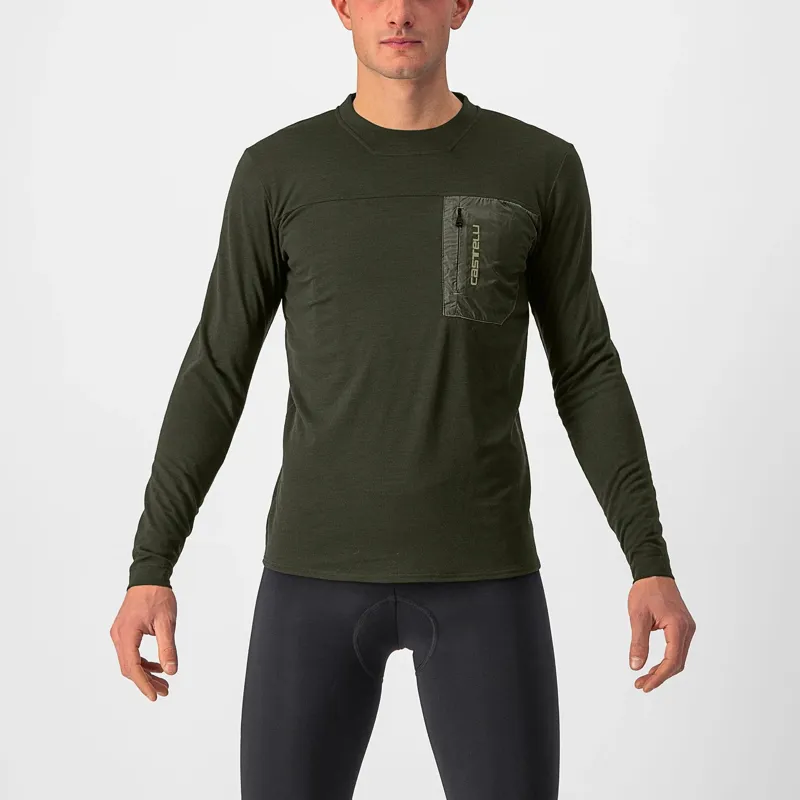 Castelli Unlimited Merino Long Sleeve Men's T-Shirt - Militray Green 5 Castelli Unlimited Merino Long Sleeve Men's T-Shirt - Militray Green - Image 3