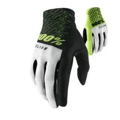 100 Percent Celium Long Finger Gloves - Black/White/Fluo Yellow -Castelli Store 10005 004
