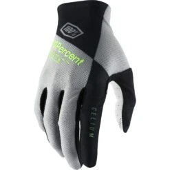 100 Percent Celium Long Finger Gloves - Black/White/Fluo Yellow -Castelli Store 10005 423