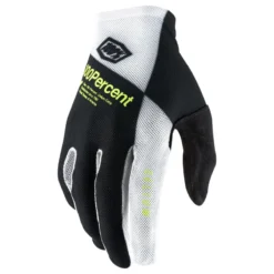 100 Percent Celium Long Finger Gloves - Black/White/Fluo Yellow -Castelli Store 10005 442
