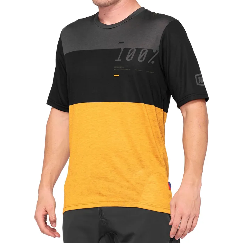 100 Percent Airmatic Short Sleeve Jersey - Black/Mustard 4 100 Percent Airmatic Short Sleeve Jersey - Black/Mustard - Image 2