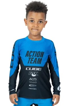 Cube Junior X Action Team Long Sleeve Jersey - Black/Blue
