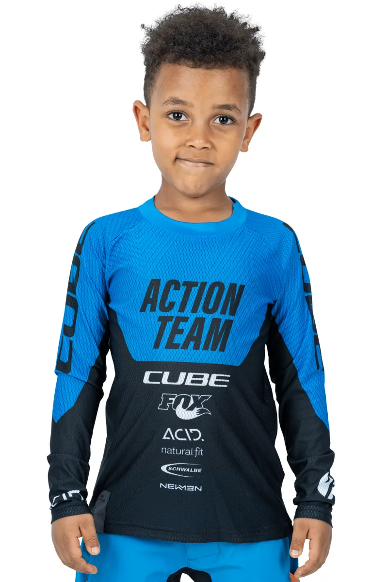 Cube Junior X Action Team Long Sleeve Jersey - Black/Blue 3 Cube Junior X Action Team Long Sleeve Jersey - Black/Blue