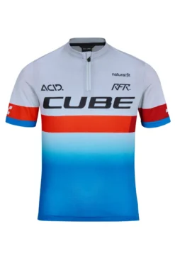 Cube Junior Teamline Short Sleeve Jersey - Blue/Red/Grey -Castelli Store 11340 1