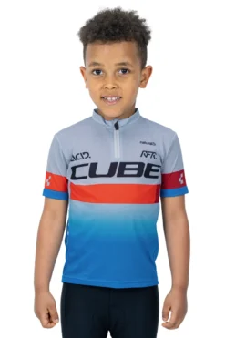 Cube Junior Teamline Short Sleeve Jersey - Blue/Red/Grey -Castelli Store 11340 2
