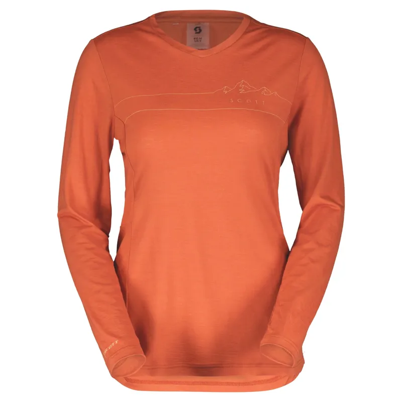 Scott Defined Merino Women's Long Sleeve Jersey - Braze Orange 3 Scott Defined Merino Women's Long Sleeve Jersey - Braze Orange