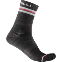 Castelli Go 15 Women's Socks - Dark Grey/White-Red -Castelli Store CS21557GrayWHT