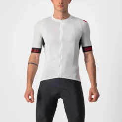 Castelli Entrata VI Men's Short Sleeve Jersey - Ivory/Light Black/Red -Castelli Store CS220250651 1