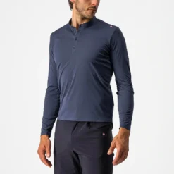 Castelli Tech 2 Henley Men's Long Sleeve Technical T-Shirt - Savile Blue -Castelli Store CS220764141 1