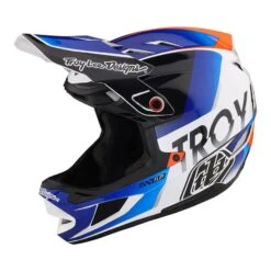 Troy Lee Designs D4 Composite MIPS Full Face Helmet - Qualifier White/Orange -Castelli Store TLD B23D1 D4CM QUALIFIER WHTBLU 07