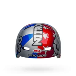 Bell Local BMX/Skate Helmet - Nitro Circus Gloss Silver/Blue/Red -Castelli Store bell local bmx skate helmet nitro circus gloss silver blue red front 1