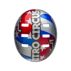 Bell Local BMX/Skate Helmet - Nitro Circus Gloss Silver/Blue/Red -Castelli Store bell local bmx skate helmet nitro circus gloss silver blue red top 1