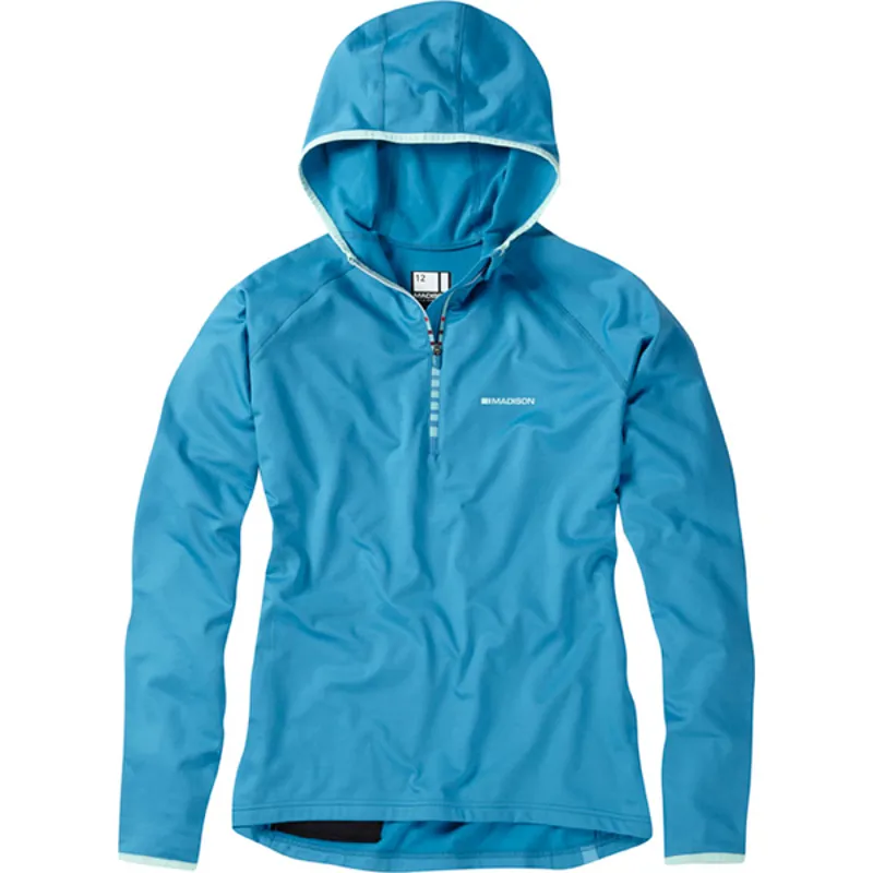 Madison Zena Womens Long Sleeve Hooded Top - Caribbean Blue 3 Madison Zena Womens Long Sleeve Hooded Top - Caribbean Blue