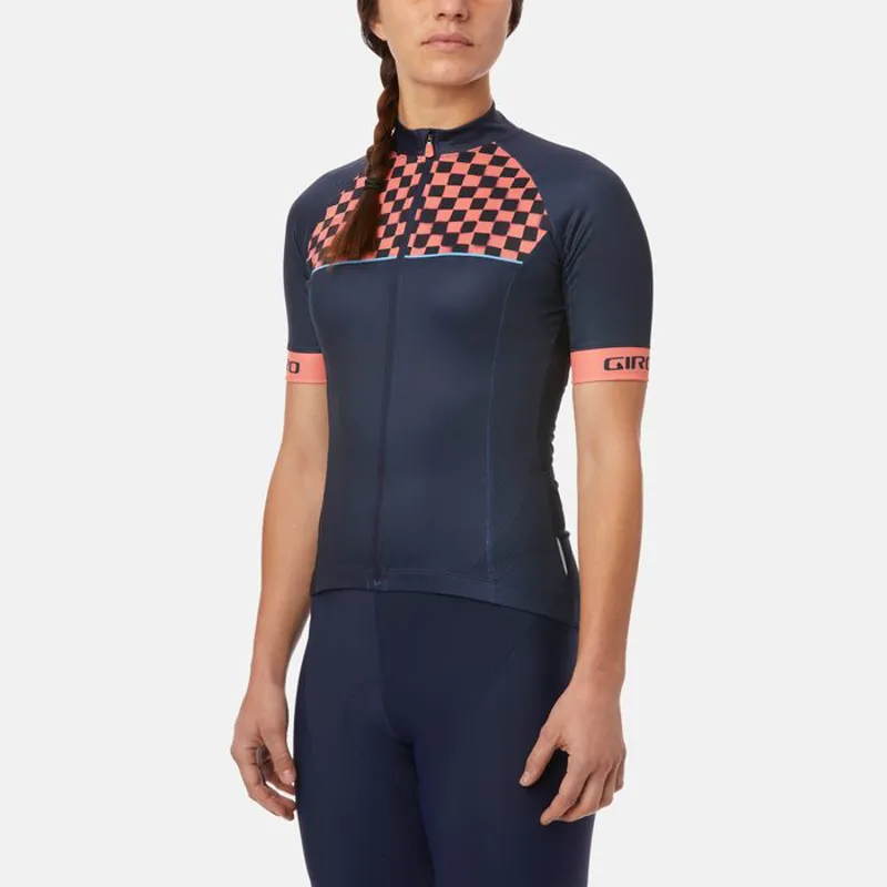 Giro Womens Chrono Sport Short Sleeve Jersey - Blue Checks 3 Giro Womens Chrono Sport Short Sleeve Jersey - Blue Checks