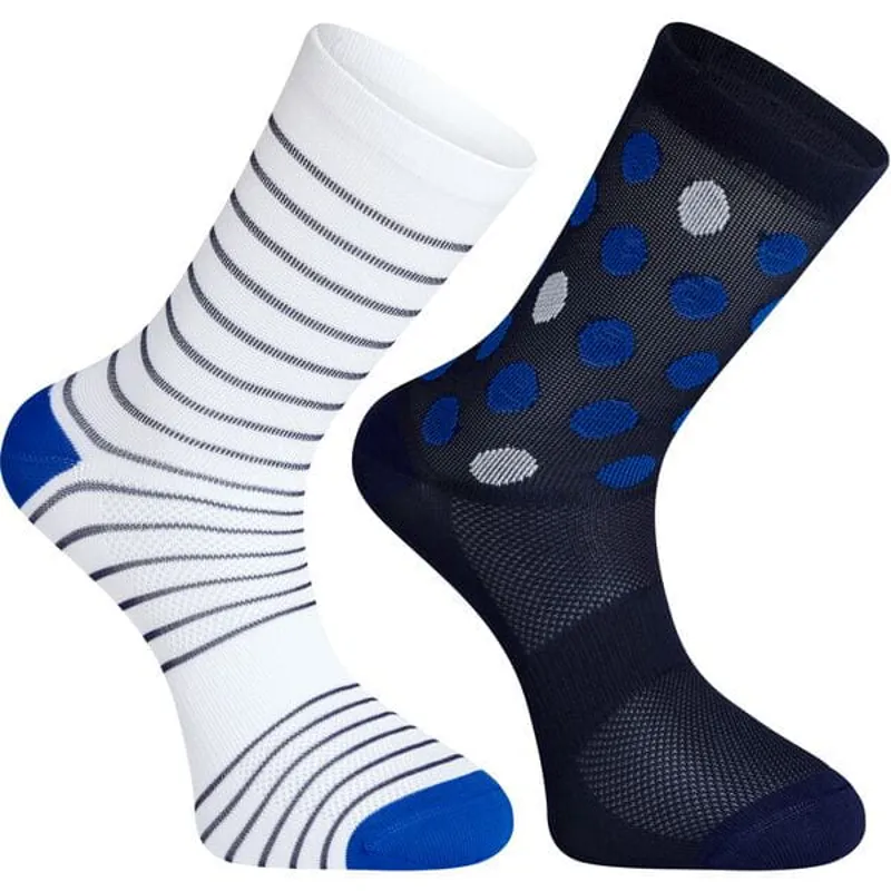 Madison Sportive Mid Socks Twin Pack - Blue Spot/White Stripe 4 Madison Sportive Mid Socks Twin Pack - Blue Spot/White Stripe - Image 2