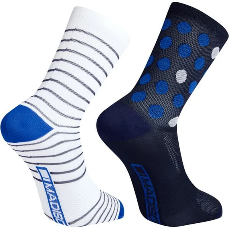 Madison Sportive Mid Socks Twin Pack - Blue Spot/White Stripe 3 Madison Sportive Mid Socks Twin Pack - Blue Spot/White Stripe